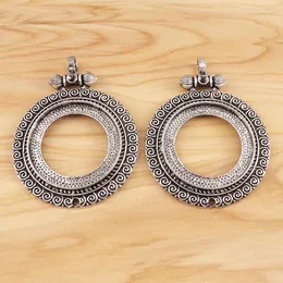 Hänge halsband 2 stycken tibetansk silver stor etnisk rund charm hänger bas inställning cabochon como magasin bezel blank för smycken