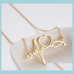 Collane con ciondolo Stetoscopio semplice in acciaio inossidabile Collana con elettrocardiogramma Fashion Love Heart Choker Chain Drop Delivery Jewelr Dhc9Y