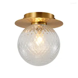 Luzes de teto iluminação interna de bola de vidro de cobre para sala de estar lâmpada de banheiro lâmpada de decoração nórdica Decoração LED