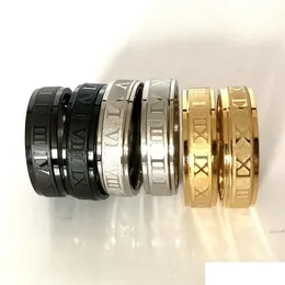 Couple Rings Wholesale 36Pcs Roman Numbers Stainless Steel Sier Black Gold Mix Fashion Party Gifts Women Men Jewelry Drop Delivery Ri Dheig