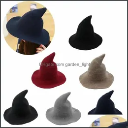 Party Hats Halloween Costumes Accessories Women Modern Witch Hat Pointed Caps Made From High Quality Wool Club Witches Drop Delivery Dhyy9