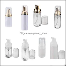 تعبئة زجاجات الفراغ البلاستيكي Pet Travel Foamer Wash Soap Mousse Dispenser Bubling Bottle 30ml/50ml Clear/White Gold Pum Otrlw