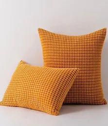 سادة العلبة البرتقالية غطاء القطني الصفراء تغطية 45 × 45 سم ديكور المنزل مخملية رمادية لأريكة غرفة المعيشة ديكور 4770775