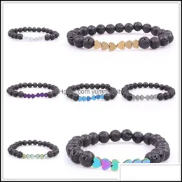 Braccialetti con ciondoli 8mm Pietra lavica naturale Cuore Amore Bracciale con perline Fai da te Vulcano Diffusore di olio essenziale per donna Uomo Gioielli Drop Deliver Dhajz