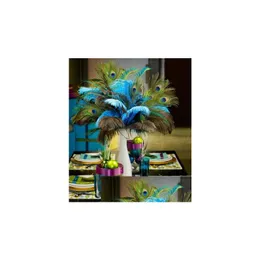 Dekoracja imprezy naturalne prawdziwe pióra pawowe do rzemiosła sukienka 2580 cm jest z domem el dekoracje wazonowe upuszczenie dostawy ogrodu świąteczny dhftm