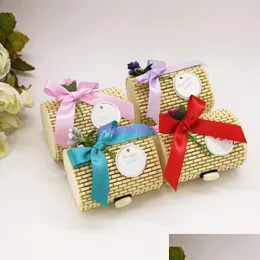 Gift Wrap Vintage Forest Pure Natural Bamboo Wedding Candy Box For Party Favor Package Boxes With Ribbon LX0564 Drop Delivery Home G Dhuod
