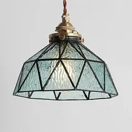 Lampy wiszące vintage śródziemnomorski mosiądz ręcznie robiony szklany żyrandol restauracja sypialnia sypialnia nocna salon kreatywna lampa sklepowa.