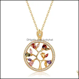 Lockets grossist Super Shining Colorf Zircon Necklace Fashion Miljö Skydd Koppar Kvinnor Gorgeous Tree Drop Delivery Je Otcsh