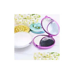 Compact Mirrors Vintage Hand Pocket Mirror Mini Girl Doubleside Folded Hollow Out Makeup P27 Drop Delivery Health Beauty Tools Access Dhbty