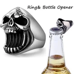 Bottle Opener Ring For Men Hip-Hop Mens Metal Skull Rings Ghost Head Skull Ring Gothic Punk Rock Biker Jewelry Accessories