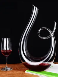 Copos de vinho Crystal de alta grau 1500ml Spiral 6 Caixa de presente de decanter em forma de harpa Swan Separator criativo Conjunto de vidro 230113