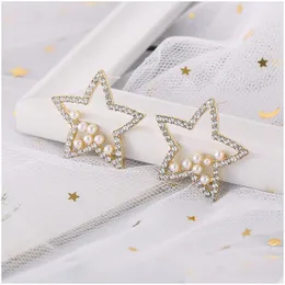 Stud Fashion Jewelry S925 Sier Post Earrings Rhinstone Beads Star Drop Delivery Dh7G4