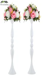 Mercijzyasang Metal Candle Holders Flowers Vasestand Candlestick White świeca uchwyt na podłogę Wazon Wedding Stable Centerpieces 03 2107112925