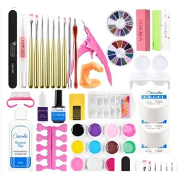 Kits de arte na unha 72 cores kit de pó de glitter acrílico All for Manicure Brush Pusher Varnish Semi permanente UV Drop Drop Drop Health B DHHRV