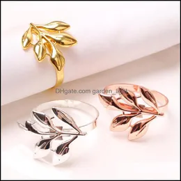 Napkin Rings Gold Sier Leaf Table Holders Drop Delivery Home Garden Kitchen Dining Bar Decoration Accessories Oti3F