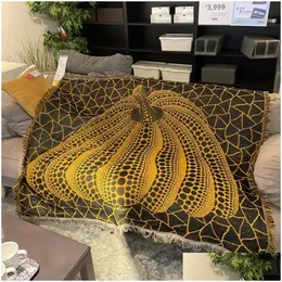 ブランケット130x160cmポルカドットカボチャアーティストYayoi kusamaブランケットトレンドソファーブランケットブランケットドロップデリバリーホームガーデンテキスタイルdhcb3