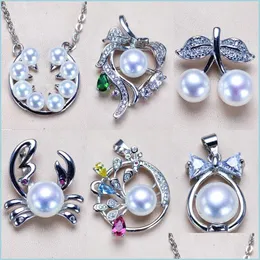 Schmuckeinstellungen Perle Anhänger Zubehör 925 Splitter 16 Stile Halskette für Frauen Mädchen Mode DIY Hochzeitsgeschenk Drop Lieferung Dhz4X