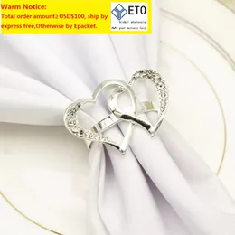 Herzschildes Hochzeit Servietten Ring Metall Silber Farbe Serviette Schnalle Valentinstag Hochzeit Dinnerpartys Tischdekoration Serviettenhalter