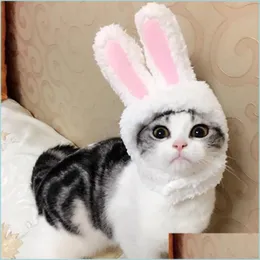 Jouets pour chats Funny Pet Dog Cap Costume Chaud Lapin Chapeau Nouvel An Fête De Noël Cosplay Accessoires Po Props Chapeaux Drop Livraison Maison Dhlzy