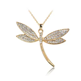 Uts￶kt Dragonfly Pendant Halsband Charmiga kvinnors br￶llop Crystal Jewelry Fashion Lady Party Accessories