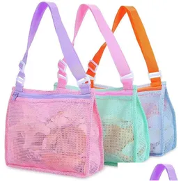 Bolsas de armazenamento Powerf Beach Toy Mesh Bag Kids Shell coletando acess￳rios de nata￧￣o Rede LX3931 Drop Deliver