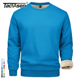 Mens Hoodies Sweatshirts Tacvasen Winter Thicken Fleece Crewneck Sweatshirt Warm Sherpa fodrade tunga Pullover Basic Tops Skjortor No Hood Hoodie 230113