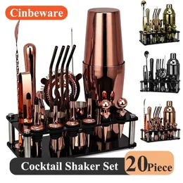 Wine Glasses 20piece Complete professional cocktail boston shaker drinks Bartender kit mixer Set household utensils for hospitality 230113