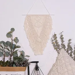 التماثيل الزخرفية Macrame المنسوجة الجدار المعلقة Bohemian Farmhouse Art Tapestry Decor