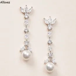 Fashion Pearls Crystal Earrings Bridal Jewelry Sets Sparkly Silver Rhinestones Women Drop Earrings Wedding Formal Events Prom Accessoreis Ladies Gifts CL1685