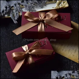 Gift Wrap Square Kraft Paper Box Cardboard Packaging Valentines Day Candy Storage Case With Ribbon Rra12627 Drop Delivery Home Garde Otmql