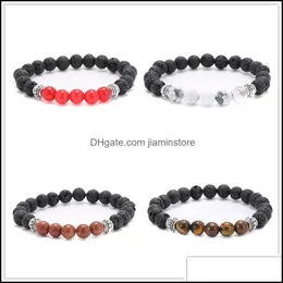 Braccialetti con ciondoli 8Mm Pietra lavica naturale Perline Turchese Bracciale occhio di tigre Fai da te Vulcano Diffusore di olio essenziale Per donna Uomo Gioielli Dr Otwhf