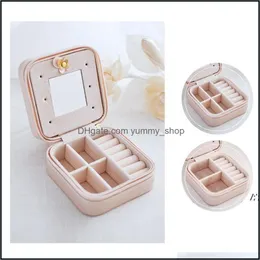 Storage Bags Portable Mini Jewelry Box Organizer Pu Leather Travel Case Display Rings Earrings Necklace Boxes Rrf14217 Drop Delivery Ot5Ma