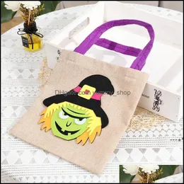 Gift Wrap New21x23cm Halloween Bag Linen Pumpkin Witch Ghost Portable Bags Kids Festival Party Packing RRD12414 Drop Delivery Home G Otqit