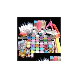 Nail Art Kits 48 Acrylpulver Glitzer Maniküre Kit Gelpoliermittel Dekoration DIY Falsche Spitze Set Pinsel Werkzeug für Anfänger Drop Lieferung H Dhgf2