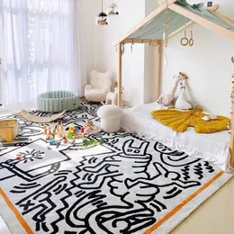Carpet Keith Haring Messy Puzzle Area Rug Floor Mat Luxury Living Room Bedroom Bedside Bay Window 230113