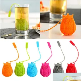 Çay Süzgeçleri Baykuş Sevimli Sile Fliter Süzgeç Çantaları Gıda Sınıfı Gevşeme Derecesi Teas Infuser Filtre Difüzör 6 Renk Damla Teslimat Home Gard DHL8F