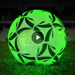 Toplar Stil Aydınlık Futbol Topu Yansıtıcı Gece Glow Futbol Boyutu 4 5 PU Kaymaz Yetişkin Çocuk Eğitimi futbol 230113