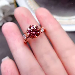 Pierścienie klastra pierścień diamentów moissanite 8 mm D. Kolor VVS Poszedł test Perfect Cut S925 Srebrny ślub ślubny Wysoka biżuteria