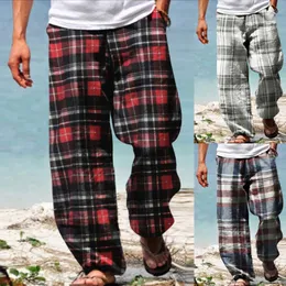 Pantalones para hombres para hombres clásico estampado a cuadros Sunshine Chiffon doble bolsillo estiramiento de bolsillo transpirable para niños al aire libre.