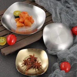 Piatti 1 pz Cena in acciaio inossidabile Condimento in stile coreano Kimchi Barbecue Stoviglie Torta Snack Piatti
