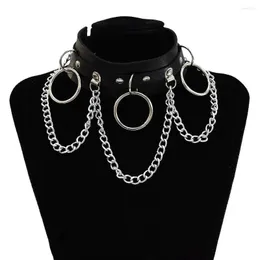 Choker Bohemian Alloy Chain skórzany naszyjnik fajny punk wisiorek hipis cygański festiwal hipisowy letni biżuteria akcesoria