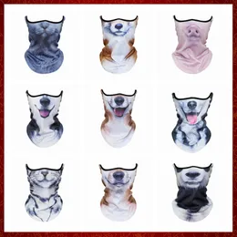 MZZ85 3D Animal Neck Gaiter Breathable Windproof Motorcycle Balaclava Half Face Mask Cover Cycling Halloween Snowboard Fox Cat Dog