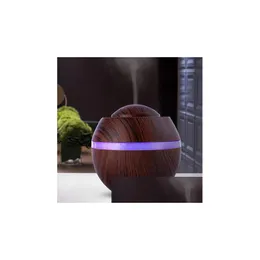 Aromatherapie-Luftbefeuchter, 500 ml, neuer Trasonic-Aroma-Diffusor mit Holzmaserung, 7 Farbwechsel-LED-Nachtlicht, Nebel machen, Tropfen liefern, DHC13