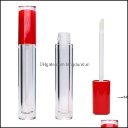 Packing flaskor Ny5 ml Clear Lipgloss Tubes Refillerbara med Big Brush Wand Lipstick Tube Foot Applicator f￶r kvinnor flickor kosmetiska di otngs