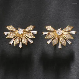 Brincos de garanhão zircônia de folhas de moda junzi para mulheres elegantes geometria cintilante cz jóias de jóias de jóias acessórios de vestido