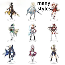 Keychains Anime Genshin Impact Mondstadt Theme Jean Lisa Acrylic Figure Stand Model Plate Desk Decor Standing Sign Keychain Xmas Gifts