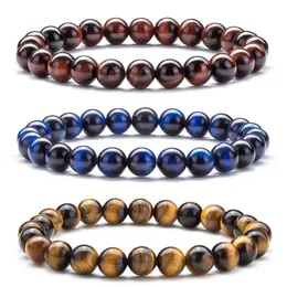 Beaded New 8mm Round Lava Rock Tiger Eye Armband For Women Men Natural Stone Elastic Handmade Bangle Yoga Armband Fashion Crafts DHHPS