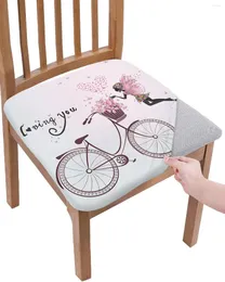 Stuhlhussen Liebe Schmetterling Fahrrad Blume Sitzkissen Stretch Esszimmerbezug Schonbezüge für Zuhause El Bankett Wohnzimmer