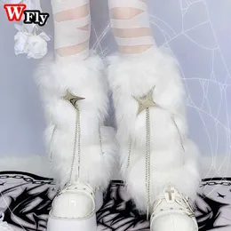 Botas subculturais pernas de pelúcia mais quente harajuku garotas picantes aquecedores doces punk y2k milênio lolita mulher 221215