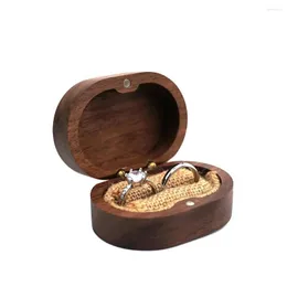 Smycken påsar trä vigselring låda trähållare anpassad bärare gåva grossist dropship